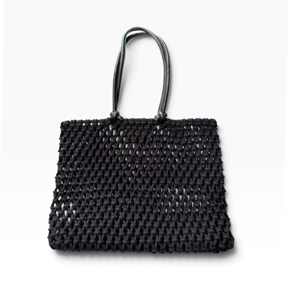 Clare V. Sandy woven tote black Macrame Rope Leather Straps